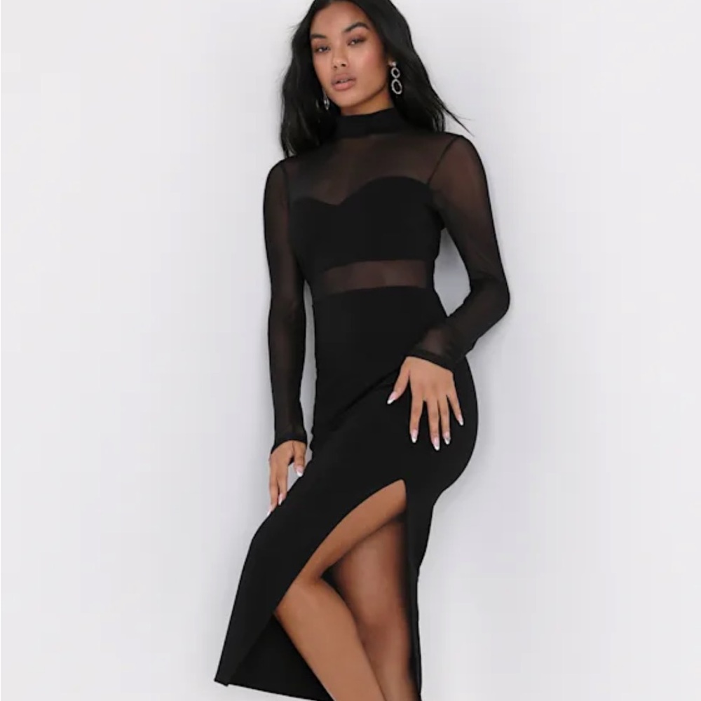 Lulus Black Sheer Sleeve Dress